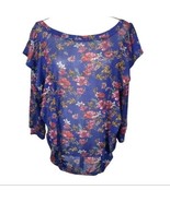 Free People Dock Street Blue Floral Silky Shirt Size Medium - $489.88 MXN