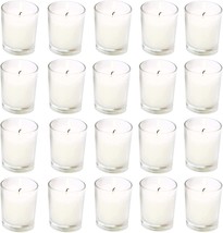 20 Pack Warm White Unscented Clear Glass Filled Votive Candles. Hand Poured Wax - £25.27 GBP