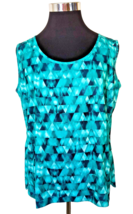 Made for Life Tank Top Women&#39;s Size Large Quick Dry  Teals Blue Geo Sleeveless - $11.88