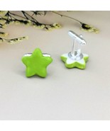 Green Handmade Ceramic Star Cufflinks for Men, 9th-Anniversary Gifts For... - £33.27 GBP