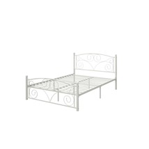 Full Size Modern White Metal Bed Frame with Unique Flower Sturdy Design - $168.99