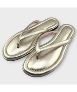 J. CREW Menorca padded thong flip flop sandals in metallic gold leather ... - €29,70 EUR