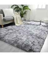 Flydoit Large Area Rugs for Living Room, 4X6 Feet Tie-Dyed Light Grey Sh... - $25.47