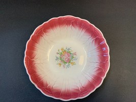 Vintage Bowl 7-1/2&quot; Floral Print Pink Trim - £3.46 GBP