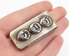 NAVAJO 925 Sterling Silver  Vintage Turquoise Bear Claw Money Clip  TR1181 - $129.94