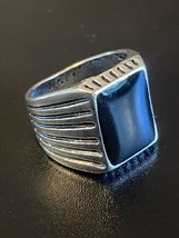 Vintage Obsidian Stone S925 Antique Silver Woman Ring Size 6.5 - £11.66 GBP