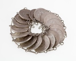 1920&#39;s-40&#39;s Mexico 20 Centavos Silver Coin Bracelet  7.25&quot; 64.3gr - £202.21 GBP