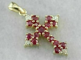 2Ct Round Cut Lab Created Red Ruby Cross Pendant 14k Yellow Gold Plated - £126.78 GBP