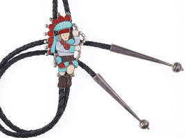 Vintage Lavonne Lalio Zuni carved multi-stone inlay bolo tie - £247.54 GBP