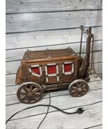 Vintage STAGECOACH TABLE LAMP HANDMADE WOODEN WESTERN - $88.11