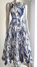 $2,400 New Oscar De La Renta Gorgeous White Blue Knit Midi Dress Us S M - £798.62 GBP
