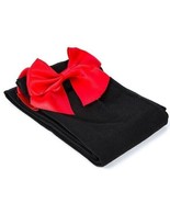 Black Ladies Over The Knee Hold Up Stockings Socks With Red Bows NEW - $11.40