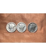 (Lot of 3) choice-gem MERCURY silver U.S. dimes. 1934p, 1935p &amp; 1936 Rare - £18.24 GBP