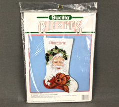 Bucilla Victorian Santa Stocking Cross Stitch Kit 62826 Christmas Teddy Bear 18&quot; - £10.03 GBP
