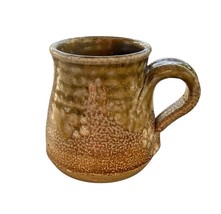 Hand Thrown Studio Pottery Mug Rustic Drip Glaze Stoneware 8 Oz Tan Oliv... - $278.12 MXN