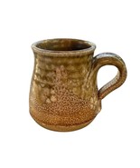 Hand Thrown Studio Pottery Mug Rustic Drip Glaze Stoneware 8 Oz Tan Oliv... - $278.12 MXN