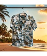 J Crew Knit Goods Button Up Hawaiian Scenery Shirt Mens L Cotton Short S... - $30.56 CAD