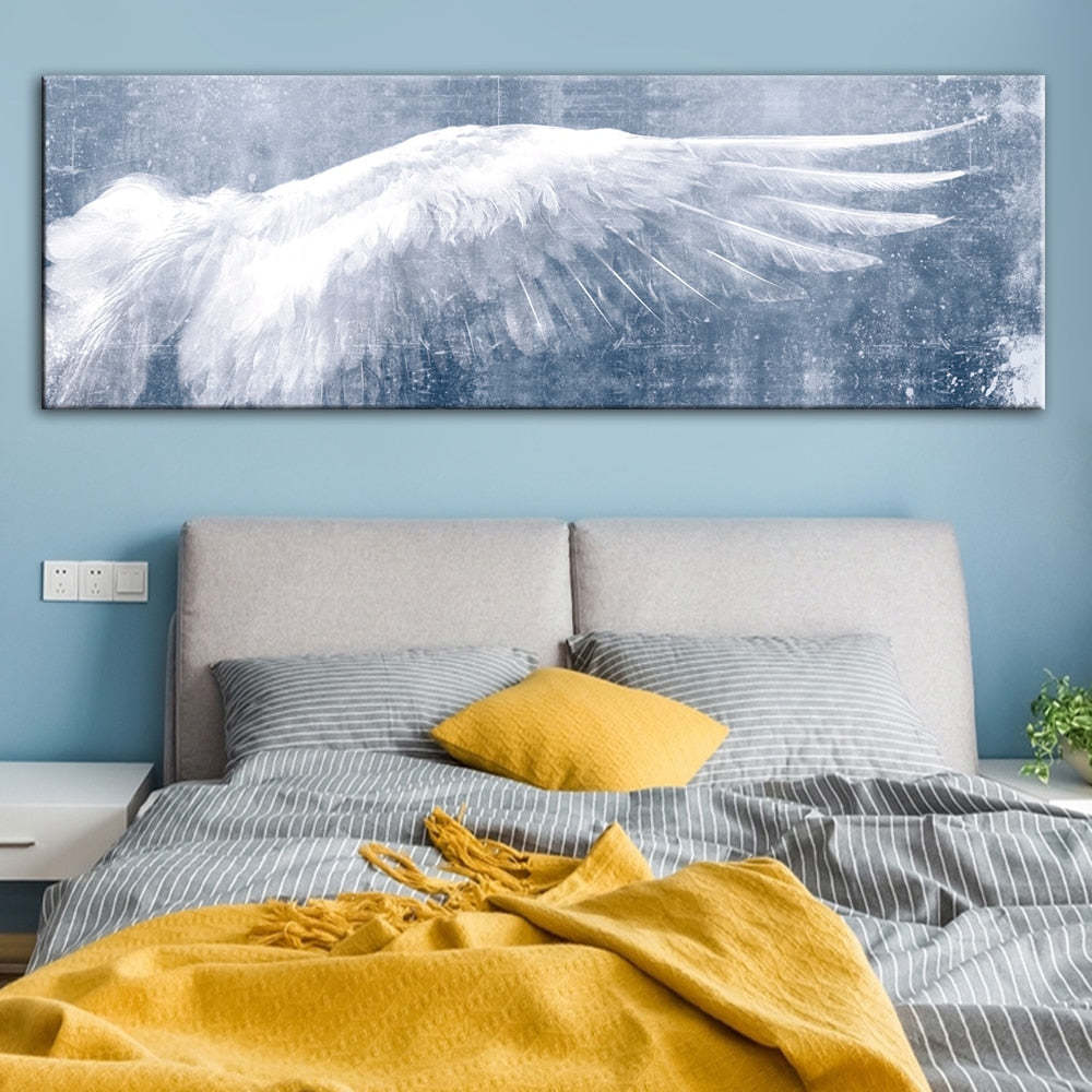 Kids Room Angel Wings Vintage Black And White Wall Art HQ Canvas Print Item image 2