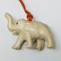 Elephant Charm Plastic White Shiny Shimmer Standing Trunk Up Vintage  - £11.16 GBP