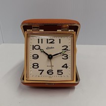 Vintage Travel Alarm Clock Linden Alarm Clock Hard Caramel Case Wind Up Japan - £8.30 GBP