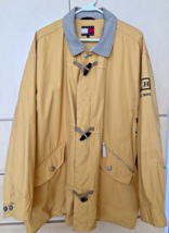 Vintage Tommy Hilfiger Yellow Rain Jacket With Toggles &amp; Corduroy Collar (L) - £56.19 GBP