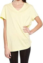 HUE Womens Solid V Neck Short Sleeve Tee Size Small Color Yellow - £14.22 GBP