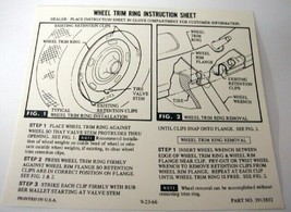 1967-1972 Corvette Instruction Card Rally Wheel Trim Ring Glove Box - $14.80