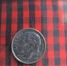 Lot of 1.5&quot; Wide 10 Yards Red &amp; Black Buffalo Plaid 100% Polyester Fabri... - $5.99