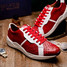 Lyon II Genuine Ostrich and Calfskin Fashion Sneaker Red / White image 15
