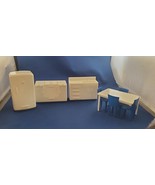 Vintage Plasco Kitchen Furniture Miniature Dollhouse Set Blue White - $27.16 CAD