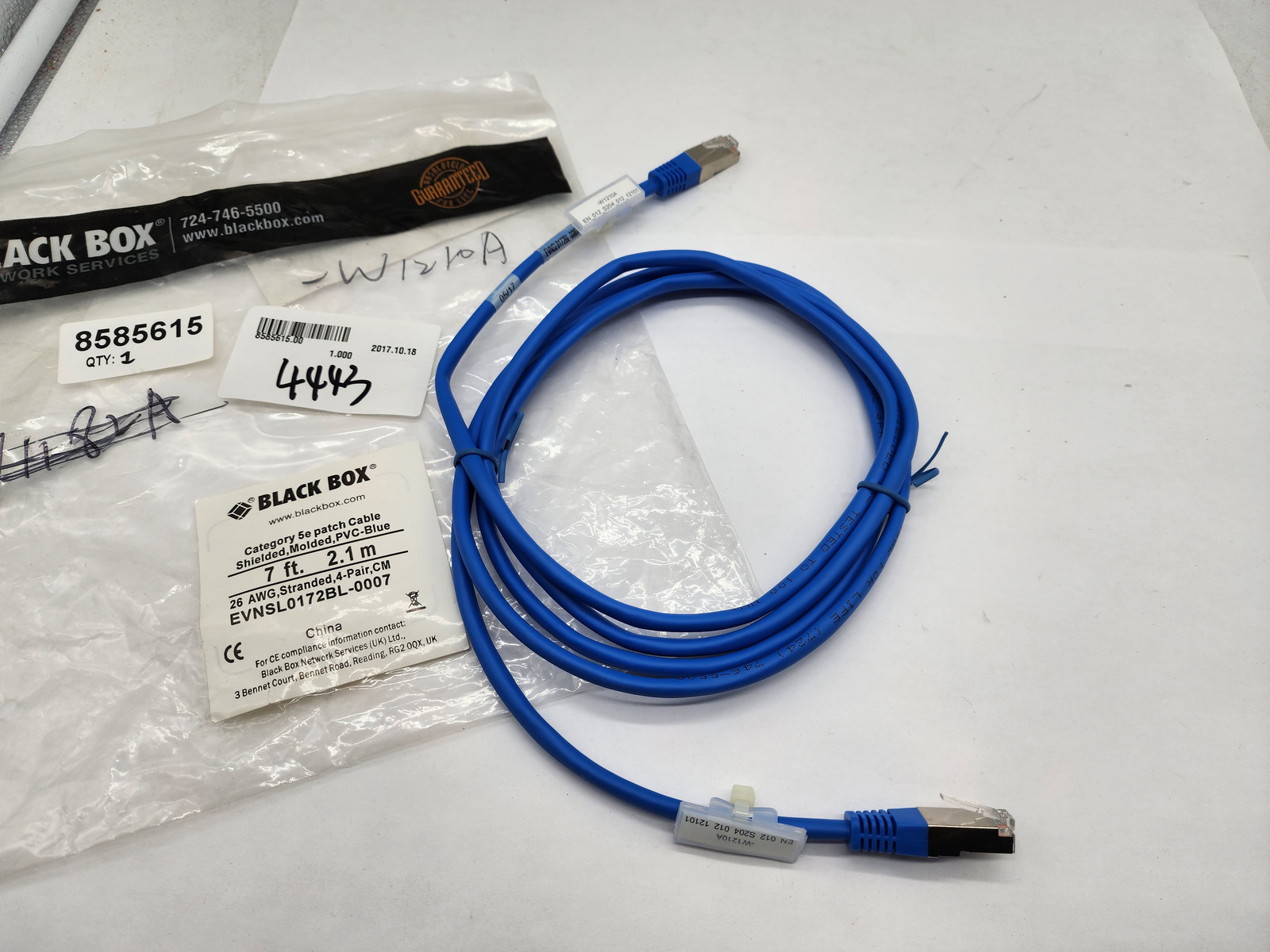 Black Box EVNSL0172BL-0007 Ethernet Patch Cord Cable 2.1M  - $12.45