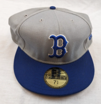 Boston Red Sox New Era 59 Fifty Fitted Baseball Hat Cap Blue Gray Size 7 5/8 - £19.68 GBP