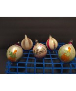 Vintage Painted Glass Christmas Ornament Polish Hand Blown Lot of 5 - $14.85