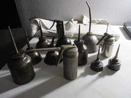 Vintage Antique Oil Can Thumb Oiler 13 lot Eagle, Craftsman, Plews, others - $118.79