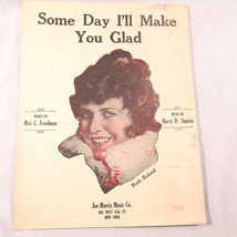 Some Day I&#39;ll Make You Glad Sheet Music Vintage 1928 Ruth Roland Frameab... - $9.89