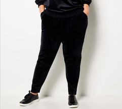 J Jason Wu Tapered Knit Velour Jogger (Black, X-Large) A463093 - $16.90