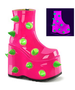DEMONIA SLAY-77 Gogo Raver 7&quot; Wedge Platform Pink Horn Spike Ankle Women... - $149.01 CAD