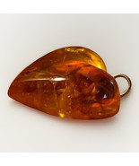 Vintage Baltic Amber Puffy Heart Shaped Pendant Flats Back Side - £15.45 GBP