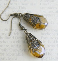 Amber / Topaz Glass Drop Earrings - $7.99