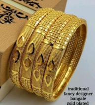 Gold Plated Bollywood Indian Style Dulhan Bangle Kada Bridal Jewelry Set - £22.53 GBP