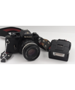 Nikon EM 35mm Film SLR Camera w 50mm Lens Star D 453 Flash AS IS Parts /... - £61.85 GBP
