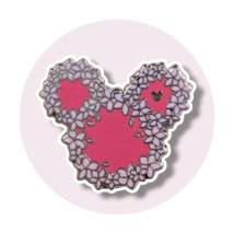 Mickey Mouse Icon Disney Pin: Red Pink Flower Garland Floral Wreath - $24.90