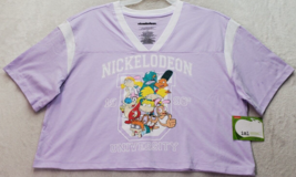 Nickelodeon T Shirt Juniors Size 2XL Purple Rugrats Cropped Short Sleeve V Neck - £9.55 GBP