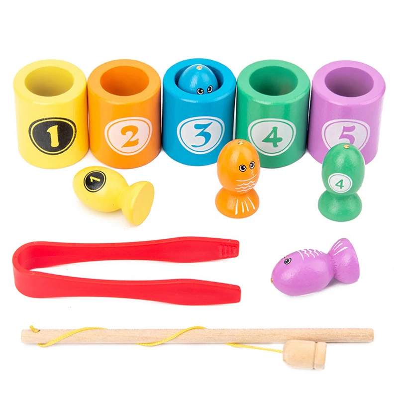 Baby Montessori Education Wooden Toys Early Learning Number Color Matching Toy - £9.18 GBP