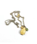 ANN TAYLOR LOFT Lucite Teardrop Pendant Gold Tone Rolo Chain Necklace EUC - £13.72 GBP