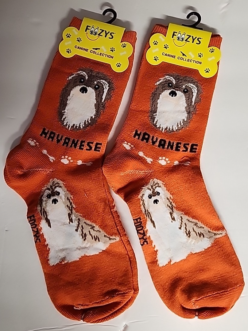 FOOZYS CANINE HAVANESE DOG PUPPY SOCKS DRESS CASUAL UNISEX SOX PET 2 PAI... - $9.45