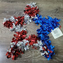 Red Silver Blue Patriotic Tinsel Star Wall Decoration. 4th of July/Patri... - £11.10 GBP