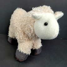 Curly Hair Lamb Sheep 12&quot; Stuffed Plush Toy Cream Wool Brown Feet Easter Spring - £10.94 GBP