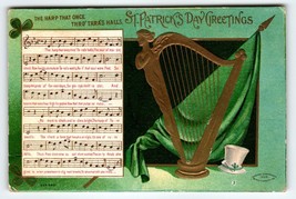 St Patrick&#39;s Day Postcard The Harp That Once Thro Tara&#39;s Halls Music Notes 1908 - £14.11 GBP