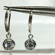 2Ct Simulated Diamond Bezel-Set Leverback Dangle Earrings in 14K White Gold Over - £29.23 GBP